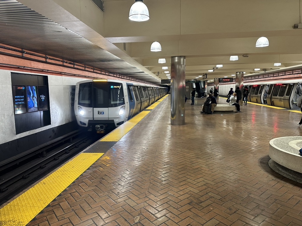 BART trains at Powell Street station